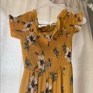 Yellow Floral off the shoulder jumpsuit